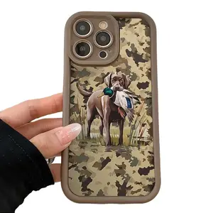 TPU Camo Dog Print Cellphone Cover, Full-Body Shockproof Handheld Phone Protection Accessory, Multi-Model Fit for iPhone 17 Pro Max, 16 Plus, 15, 14, 13, 12, 11, XR, XS Devices