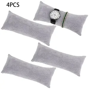 4 Piece Ice Flower Velvet Watch Bracelet Display Pillow, Long Short Options, Multifunctional Jewelry Storage Pad, Chain Wristwatch Stand, Fashionable Watch Accessories
