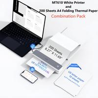 White Printer + 200 A4 Folding Thermal Paper Set