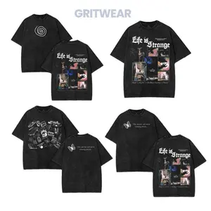 Life is Strange Washed Tshirt 2 Sided heavy cotton top Fabric unisex graphic tees game Menswear Womenswear Vintage Retro Gaming Black streetwear Style