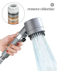 High Pressure Portable Shower Filter Replacement Head for Cleaner Soft Water Healthier Skin Hair Easy Install Compatible with Most Systems Remove Chlorine Massage Handheld Shower Multiple Spray Mode style Multi-Mode bathroom brush