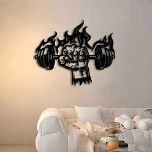 1pc Gym Equipment Metal Wall Art, Gym Equipment Statue Mural, Perfect for Home Gym, Fitness Center, Sports Wall Decor, Fitness Day Decor, Ideal Gift for Fitness Enthusiasts
