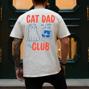 Cat Dad T-Shirt, Cat Dad Tee, Cat Dad Club T-Shirt, Back Design Tee Funny Cat T-Shirt, Cat Lover, New Cat Dad Shirt, Pet Parent