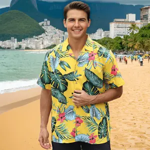 DOKKIA Aloha Hawaiian Shirt Tropical Summer Short Sleeve Casual Beach Luau Party Vacation Floral Palm Hibiscus Funky Tops Menswear Streetwear