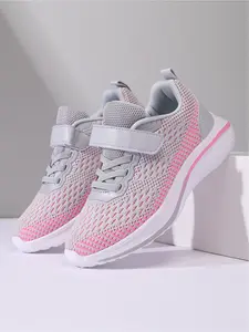 Boys' Breathable Mesh Sneakers, Multi-color Hook & Loop Casual Running Shoes, Lightweight Soft Sole Kids' Athletic Shoes