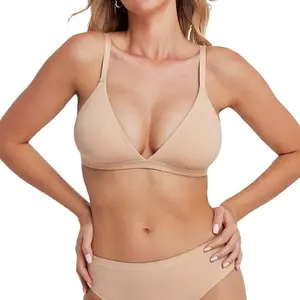 VRCOMFY Women's Inbarely Summer Casual, Triangle Wireless Deep-V Bra, Unpadded Seamless Bra, Sexy and Comfortable, Breathable Bra for Everyday Wear