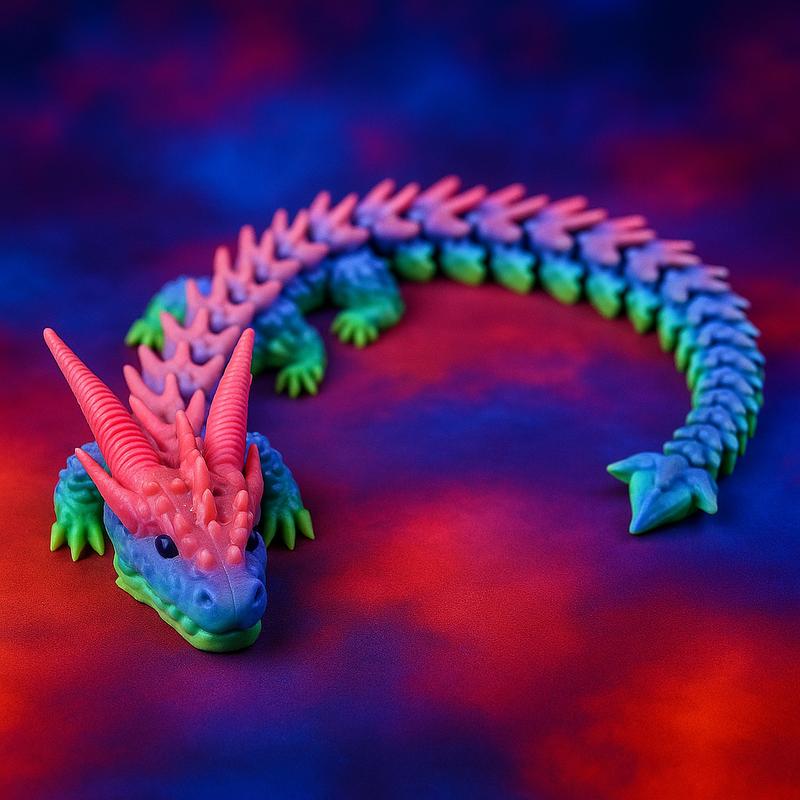 Modern Articulated Rainbow Dragon Figurine with Vibrant Colors Intricate Spines for Collectors 23 Inch Poseable Fantasy Display