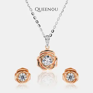 【795】New Year Promo "Cupid's Garden" Rose Charm Synthetic Moissanite Elegant Sparkle Set– Perfect Luxury Gift for Anniversaries, Weddings, Valentine's Day, or Christmas