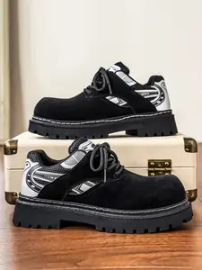 Men's Classic Boots All Season Wearable Derby Boots New Thick Rubber Sole Height Increase Versatile Metal Buckle Design British Style Short Boots