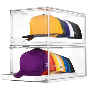 Baseball Cap Storage Box, Transparent Hat Organizer with Drawers, Clear Storage Box, Large Capacity, Sliding Tray, Stackable Display Rack, Holds 12 Hats #TOP PICKS