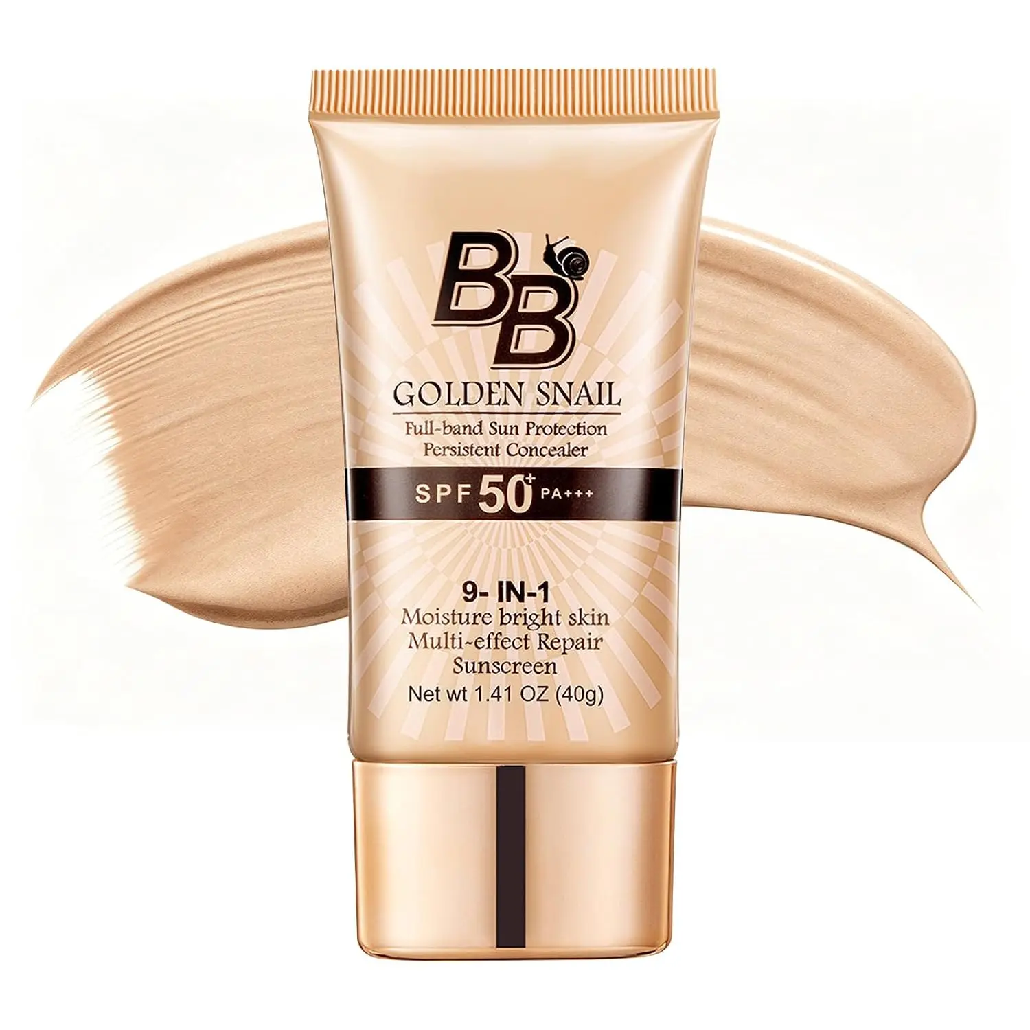 Golden Snail BB Cream 40g - 9-in-1 Moisturizing Concealer Face BB Cream with Snail Mucin for Natural Glow Coverage