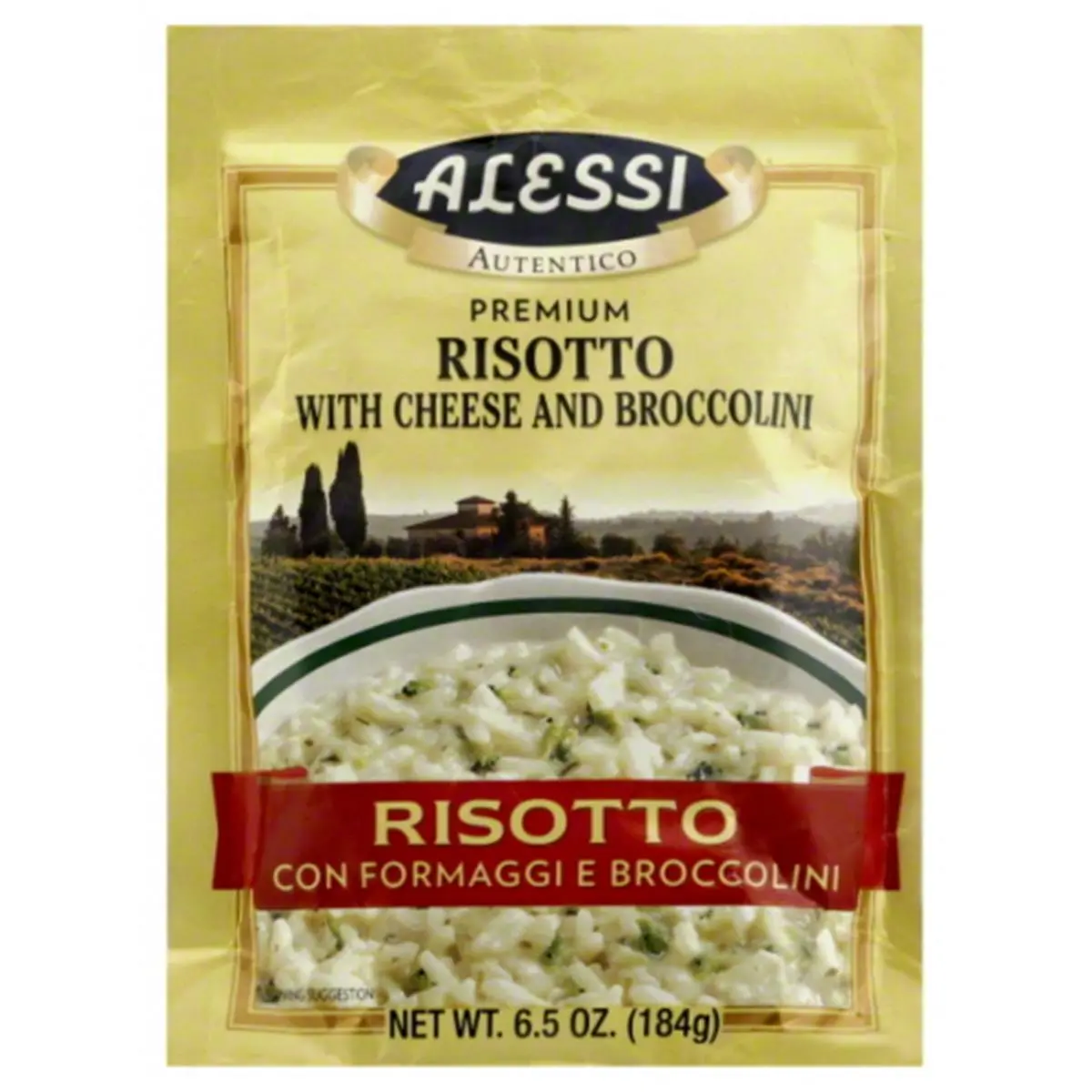 Alessi Authentic Italian Risotto Kit - 8oz Pack of 6, with Brocollini, Arborio Rice, Creamy Parmesan Cheese Blend, Salt, Dehydrated Vegetables, Dried Cheese-Milk Sauce, Low-Carb Kitchen Meal Solution