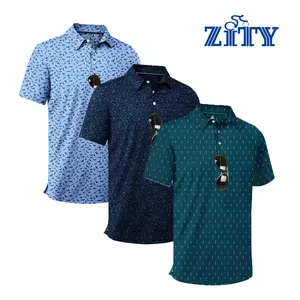 ZITY Men's Short-Sleeve Collared Golf Polo Shirt - Moisture-Wicking Performance Print, Casual Menswear Top summerwins,summerwins