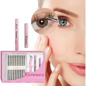 Riowuex | Manga C Curl Wet Look DIY Lashes Extension Kit and Lash Clusters 9-15mm | Bond Seal and Remover Eyelash Makeup Eyelashes Cosmetic | Anime Style Lashes Lash Extensions Eyelashes Extensions
