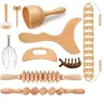10-Piece Wooden Manual Massage Multi-Pack Kit for Body Care - Professional Maderoterapia Cup, Gua Sha Roller Stick, Crescent Head, Facial Mini Hammer for Athletes' Full Body Therapy