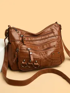 Women's Vintage Multi-Pocket Crossbody Bag, Commuter Shoulder Bag, Ideal for Dates, Shopping, Gifts, All-Season Use
