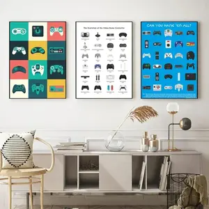 3 Pieces Retro Video Game Controllers Poster Handheld Game Gamepad Canvas Painting Wall Print Picture for Living Room Home Decor