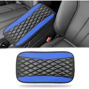 Car Center Console Cover, Universal Leather Waterproof Armrest Seat Box Cover Protector, Comfortable Car Decor Accessories Fit for Most Cars, Vehicles, SUVs -Blue interior Automotive