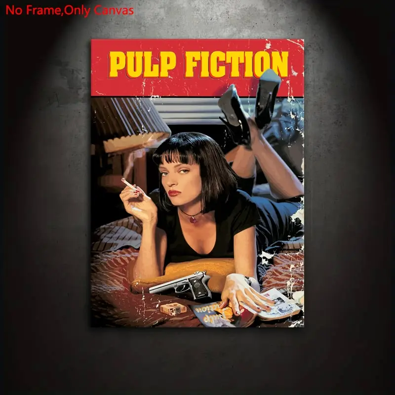 1 piece/set of unframed frameless canvas painting print poster, Retro classic art, Vintage Art, Pulp Fiction, perfect gift for movie fans, ideal gift for bedroom, living room, kitchen, dorm hallway, mural, wall decoration, room decoration