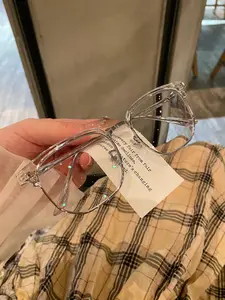 Frozen Series 2026 Trendy Square Anti Eye Strain Blue Light Blocking Glasses  Clear Lens Computer & Gaming  Minimalist Metal Frame Eyeglasses Y2K Style Non-Prescription Flat Anti-Radiation Eyewear Fashion Blue Light Filtering