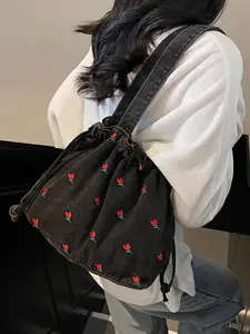 Fashionable solid color small flower plant cute pattern random pattern women's bag, exquisite women's crossbody bag shoulder bag, simple personality, trendy, suitable for daily occasions such as commuting, shopping, dating, parties, etc., Crossbody Purses