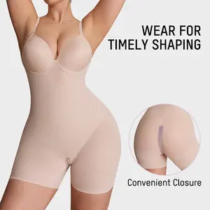 SHECURVE Seamless Full Body Shaping Bodysuit Tummy Control Butt Lifter Built in Bra Shapewear All in One Women Sculpted Smooth Breathable Everyday Wear