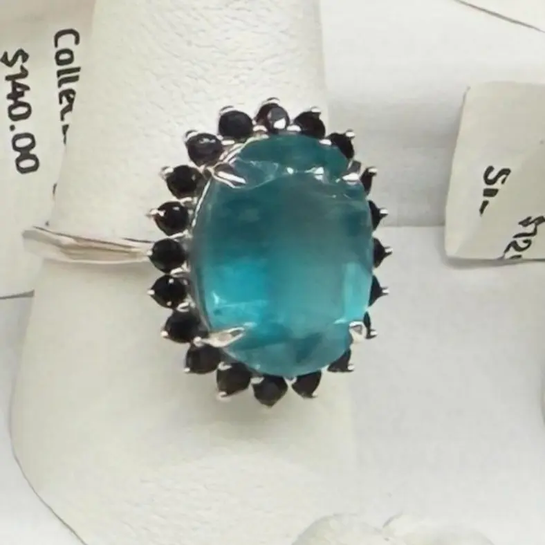 Women's Natural Kyanite Silver Ring, Fine Jewelry Accessory