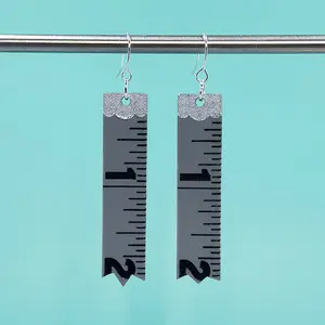 Measuring Tape Earrings - Grey
