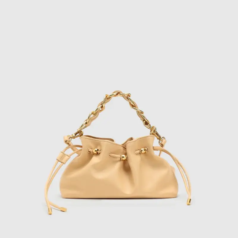 URBAN REVIVO Women's Vintage Crescent Artificial Leather Crossbody Bag with Chunky Chain Strap and Tie Closure for Casual Wear, Trending Purses for 2026, Crossbody Chain Bag, Fashionable Handbag, Messenger Bags