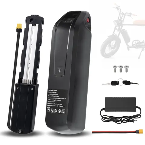 UAZ 48V 10Ah Lithium Ebike Battery Pack with 2A Fast Charger, BMS, 5-Pin Base Pin, Safe Lock, USB Port, 0-1000W Motor Compatibility for Ebike/Motorcycle, 3 Months Free Return