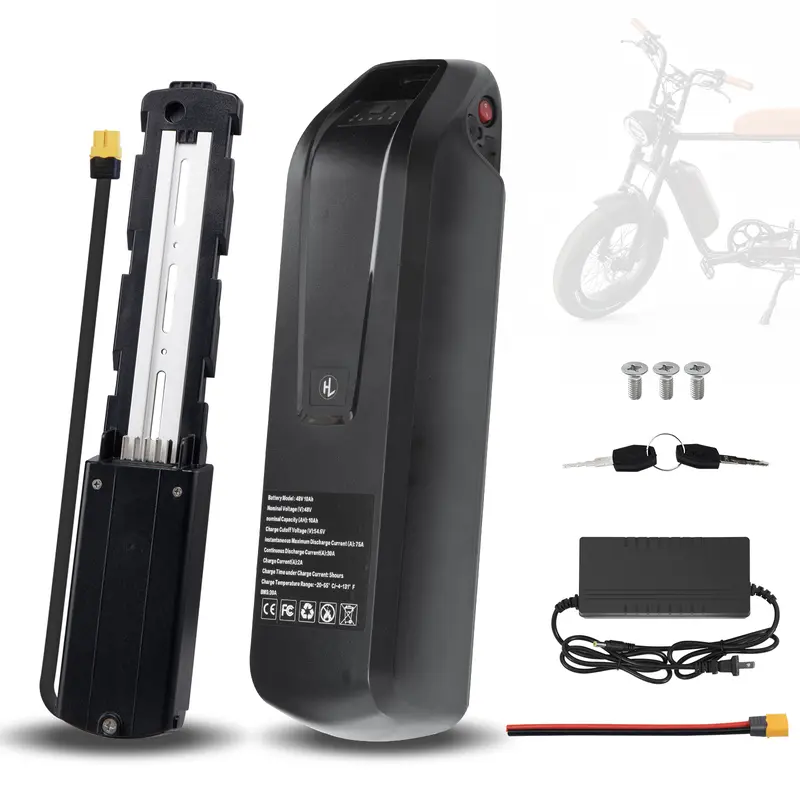 UAZ 48V 10Ah Lithium Ebike Battery Pack with 2A Fast Charger, BMS, 5-Pin Base Pin, Safe Lock, USB Port, 0-1000W Motor Compatibility for Ebike/Motorcycle, 3 Months Free Return