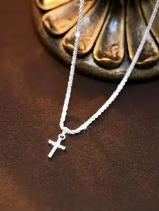 【US Local Warehouse Shipping / Dispatched within 24 Hours】Women's Long Unisex Cross Pendant Necklaces - Simple Exquisite All-Match Jewelry with Sparkling Zircon, Ideal for Party, Birthday Gift
