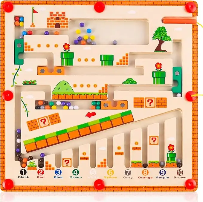Wooden Magnetic Color and Number Maze Montessori Alphabet Matching and Counting Puzzle Board Leaning Educational Toy Blocks TikTokShopBacktoSchool
