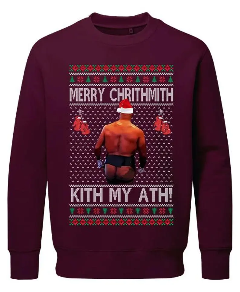 Boxing Ugly Christmas Sweater, Merry Chrithmith Mike Tyson Funny Shirt, Kiss My Ass Boxing Fight Meme T-shirt, Sweatshirt, Hoodie, Graphic Tee  000 Classic Cotton