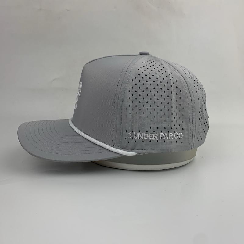 3 Under Par Co "Par 3" Edition Golf Hat - Grey with Perforated Design and White Trim