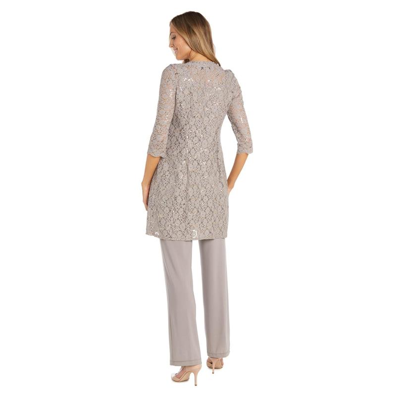 Lace Pantsuit with Pearl Neckline