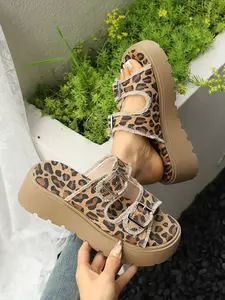 ✨Leopard Print Frayed Edge Chunky Slides | Double Buckle & Platform Sole | Ultimate Wild & Summer Vibe! #LeopardSlides #ChunkySandals