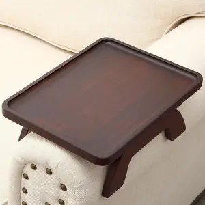 Bamboo Sofa Arm Clip on Tray Couch Arm Table, Couch Armrest Table Suitable for Home Drinks Fruits Snacks, Snack Chair Tray for Drinking Eating