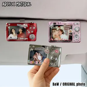 Personalized Car Visor Clip, Custom Couple Photo Car Accessory, Drive Safe Gift For Boyfriend Girlfriend, Acrylic Hanging Car Charm