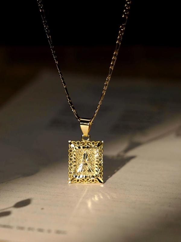 Letter A-Z Pendant Necklace for Women & Men, Punk Style Jewelry for Party, Daily Clothing Decor, Trendy All-match & Exquisite Jewelry for Birthday Gift