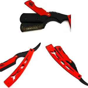 Straight Edge Razor Handmade Shaving Razor in Stainless Steel Red and Black