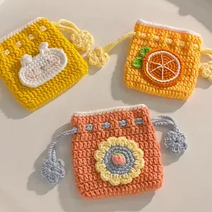 Crochet Drawstring Pouch | Coins Purse Pouch |  AirPods bag | Keys bag | Make-up bag | Makeup bag | Lipstick bag |  Small tampons bag