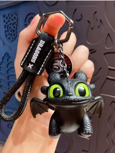 Official "How to Train Your Dragon" Toothless Keychain with Light-Up Eyes - Trendy Cute Keychain, Cartoon Keyring, Backpack Accessory, Gift for Valentine's Day, Birthday, and Special Occasions