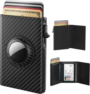 typecase AirTag Wallet for Men: Compatible with Apple AirTag (1st & 2nd Generation), RFID Blocking, Genuine Leather, Slim & Minimalist Design - 14 Card Capacity | ID Window | Cash Slot (Carbon Fiber)
