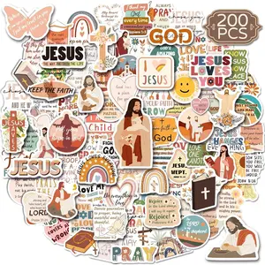 200PCS Jesus Christian Stickers, Inspirational Bible Verse Stickers for Water Bottles Boho Religious Faith Stickers for Journaling Scrapbook Laptop, Christian Gifts Bulk