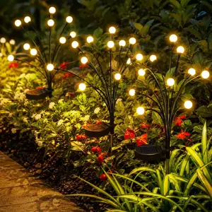 Outdoor Solar Firefly Lights, 4/8 Pack Waterproof Garden Stake Lights with Auto Dusk-to-Dawn Glow, Steady & Blinking Modes, 32/64 LED Bulbs for Yard, Patio, Pathway, Walkway & Landscape Decor