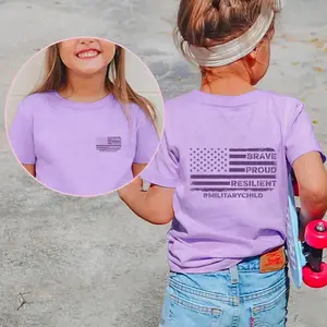 Purple Up For Military Kids USA Flag Military Child Month T-Shirt 4th of July Boys Girls set Summer Cotton graphic print Tee girly unisex tshirt tops