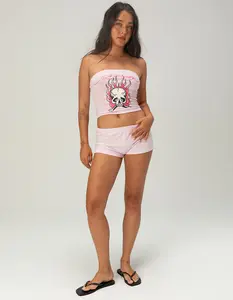 ED HARDY Pink Flame Skull Womens Micro Shorts