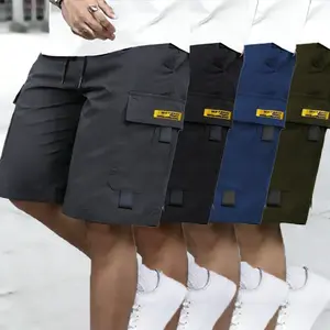 Men’s summer four-piece set featuring lightweight cargo shorts with multiple pockets and a faux back pocket design; loose fit, durable and wrinkle-resistant—ideal for everyday wear, street style, skateboarding, and camping; minimalist menswear. pants men,