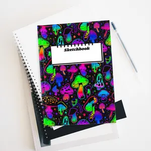 Vibrant Mushroom Journal - Colorful Sketchbook for Art Lovers, Doodle Diary, Creative Gift, Boho Decor, Travel Notebook